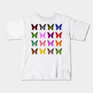 Butterfly collection in the style of a pinboard Kids T-Shirt